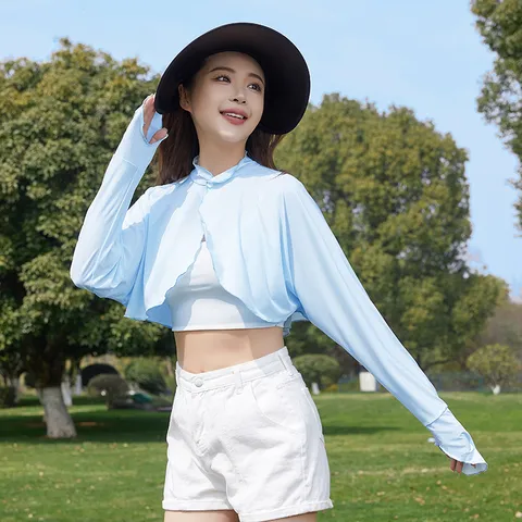 Women's Sun Protection Clothing Ice Silk Cardigan Lightweight Breathable UV Protection Long Sleeve Shrug Summer Outerwear