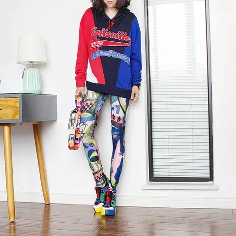 Women's Graffiti Print Leggings High Waist Stretchy Yoga Pants Slim Fit Pencil Trousers Streetwear Polyester Spandex Long Pants