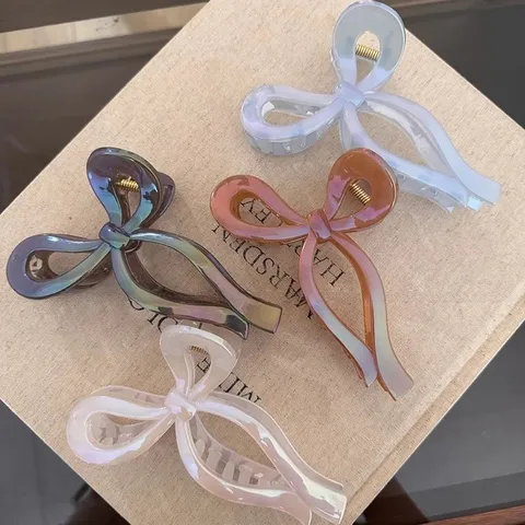 Perlmutt Bandschleife Haarkralle Groß Acryl Haifisch-Clip Elegante Haarnadeln Für Damen Täglich Hochzeit Party Haarschmuck