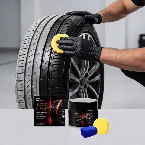 Professionele Auto Bandenverzorging Was Zwarte Band Restoratie Pasta Anti-Veroudering Reiniging Poetsmiddel met Spons en Microvezeldoek