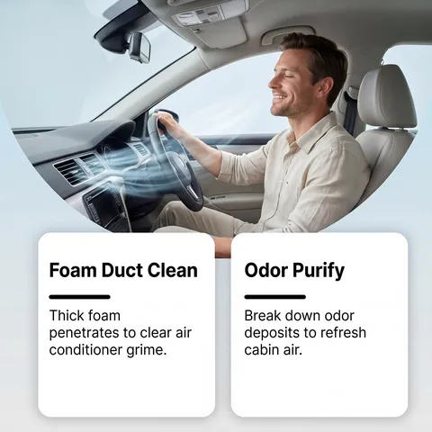 Car Air Conditioner Foam Cleaner Automotive Interior AC System Deep Cleaning Odor Removal Refreshing Spray