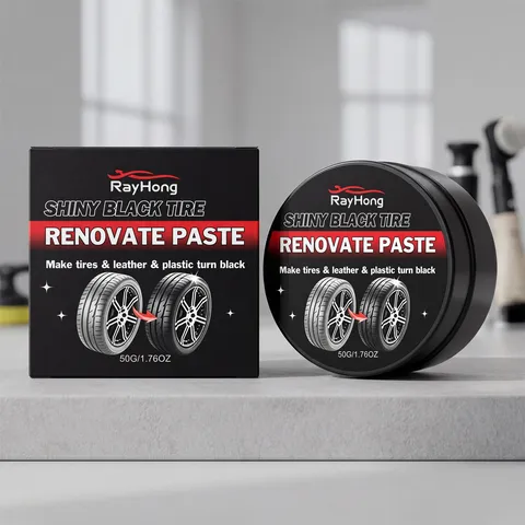 RAYHONG Black Tire Polish Paste Car Rubber Leather Plastic Restoration Renovate Shine Cream Automotive Care