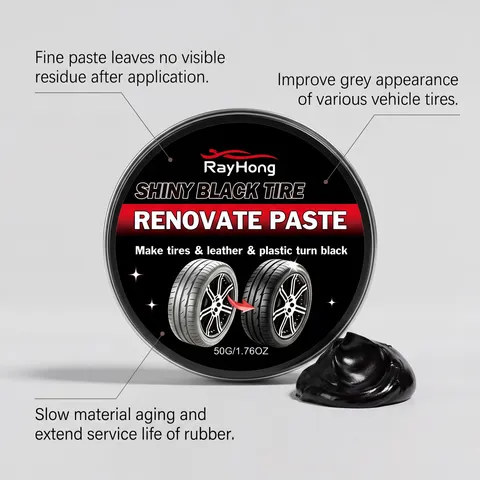 RAYHONG Black Tire Polish Paste Car Rubber Leather Plastic Restoration Renovate Shine Cream Automotive Care