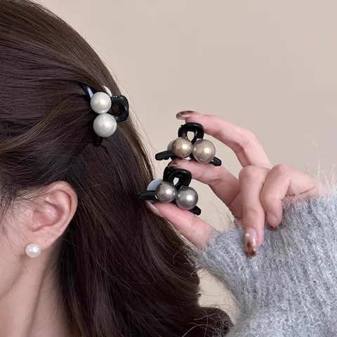 Französisch Retro Kleine Haarkralle Künstliche Perle Haarschmuck Elegant Minimalistisch Harz Haar Kiefer Klammer Für Damen