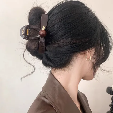 Stile Coreano Fiocco Molla per Capelli Acrilico Artiglio di Squalo Elegante Perla Accessori per Capelli per Donna Strumento di Styling Quotidiano