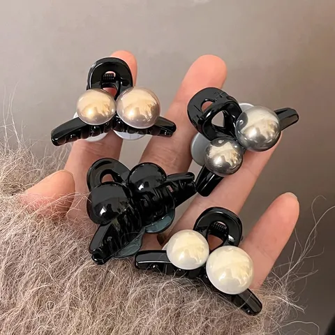 Französisch Retro Kleine Haarkralle Künstliche Perle Haarschmuck Elegant Minimalistisch Harz Haar Kiefer Klammer Für Damen