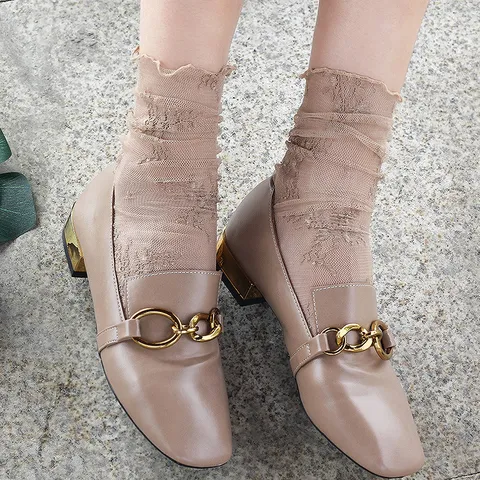 Women's Sexy Sheer Mesh Lace Jacquard Mid Calf Socks Sweet Solid Color Breathable Thin Fashion Hosiery Daily Wear
