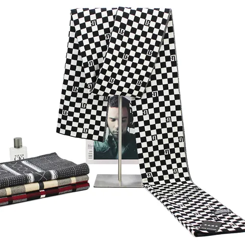 Winter Thickened Knitted Wool Scarf Plaid Warm Long Neck Scarf Fashion British Style Unisex Scarf