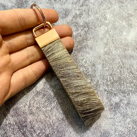 Vintage Genuine Leather Calf Hair Keychain Bohemian Western Style Bag Pendant Key Ring Accessories For Women Men