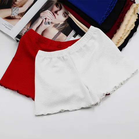Women's Comfortable Anti-Glare Safety Pants Loose Textured Ruffle Hem Shorts Thin Stretchy Underwear Bottoms For Summer
