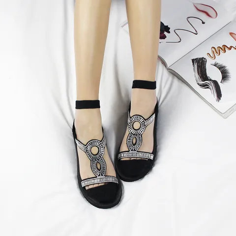 Women Transparent Crystal Silk Boat Socks Thin Breathable Mesh Invisible Socks Faux Sandal Rhinestone Design Summer Cotton Socks