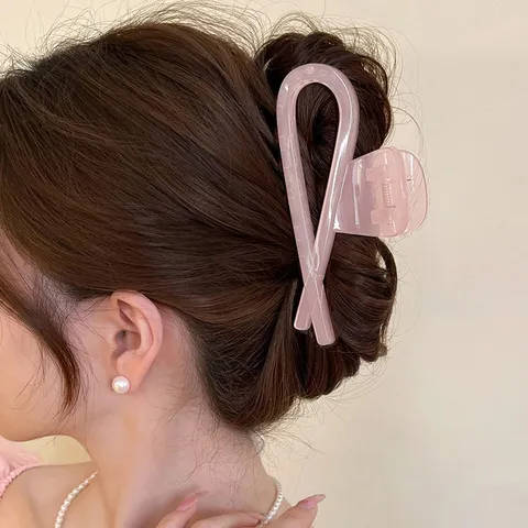 Koreanischer Stil Große Acryl Haarkralle Geometrische Überkreuzte Haarklammer Schildpatt-Textur Haarschmuck Für Damen