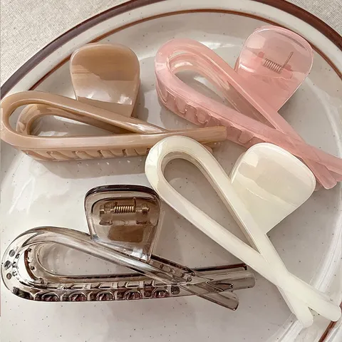 Koreanischer Stil Große Acryl Haarkralle Geometrische Überkreuzte Haarklammer Schildpatt-Textur Haarschmuck Für Damen