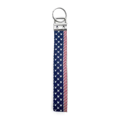 Amerikanische US Flagge Bestickt Armband Schlüsselanhänger Plüsch Stoff Gurtband Schlüsselring Verschluss Tasche Anhänger Halter Geschenk Zum Unabhängigkeitstag