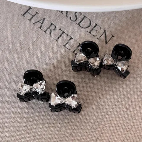 Eleganter Schleife Strass Kleiner Haarklammer Für Damen Mode Kristall Hai Clip Haarnadeln Hinterkopf Haarschmuck