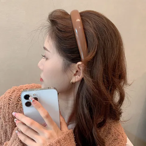 Vintage Solid Color Faux Leather Headband For Women Padded High Top Hair Band Retro Wide Hair Hoop Accessories Daily Use