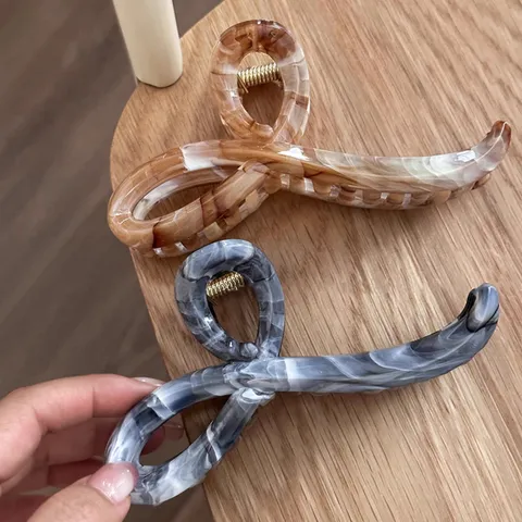 Mode Koreanischen Stil Große Haarkralle Elegante Marmordruck Hai Clip Starker Halt Kopfschmuck Für Damen Tägliche Pendeln Haarzubehör