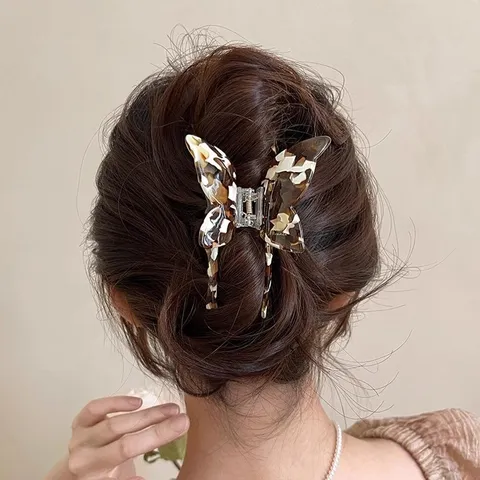 Schmetterling Acetat Haarkralle Clip Für Damen Elegant Handgefertigte Schildpatt Marmor Muster Haarklammer Französisch Haarschmuck
