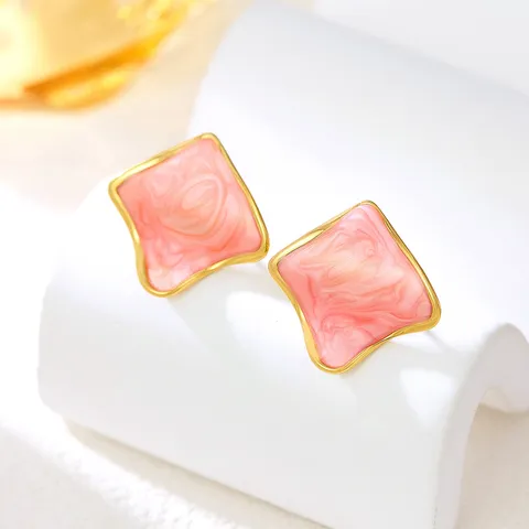 Minimalistisch Edelstahl Unregelmäßig Geometrisch Diamant Ohrstecker Emailliertes Tropföl Mode Schmuck Für Damen Täglich Pendeln
