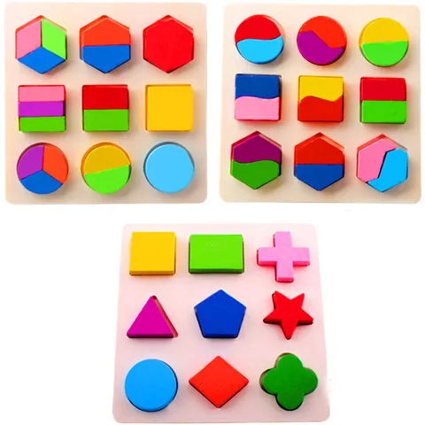 Wooden Geometric Shape Fraction Board Montessori Educational Early Learning Cognitive Sorting Matching Puzzle Toy