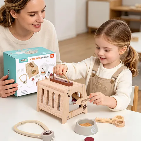 Hölzernes Haustier Arzt Rollenspiel Spielzeug Set Medizinische Pflege Kit Interaktives Pädagogisches Geschenk Für Kinder