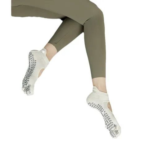 Women's Non Slip Five Toe Yoga Socks Cotton Pilates Professional Sports Athletic Short Strap Ballet Socks