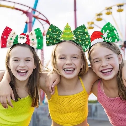 Christmas Large Bow Headband Polyester Festive Party Hair Hoop Photo Props Christmas Tree Antlers Headpiece For Adults Kids Party Decoration