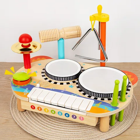 Multifunctional Wooden Kids Musical Instruments Xylophone Drum Set For Early Educational Toddler Toys