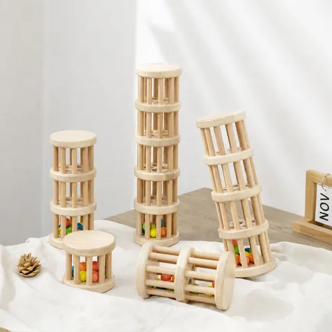 Wooden Rainmaker Toy Sensory Training Orff Musical Instrument Educational Montessori Toy For Toddlers Baby Kids