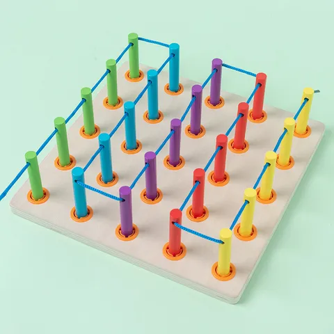 Children Wooden Threading Board Educational Toy Montessori Sensory Training Beads Lacing Game Fine Motor Skills Toy for Kids
