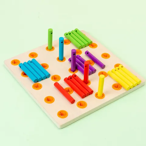Children Wooden Threading Board Educational Toy Montessori Sensory Training Beads Lacing Game Fine Motor Skills Toy for Kids