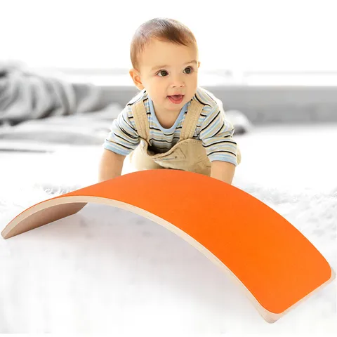 Kinder Holz Balance Board Gebogenes Yoga Brett Sensorisches Training Wippe Spielzeug