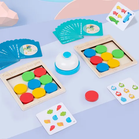 Wooden Educational Kids Parent Child Interactive Tabletop Push Game Logic Thinking Training Board Toy