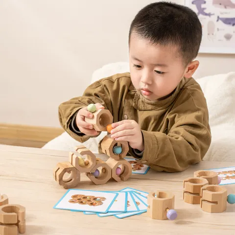 Wooden Creative Educational Building Blocks Set Logic Thinking Training Desktop Assembly Puzzle Toy For Kids