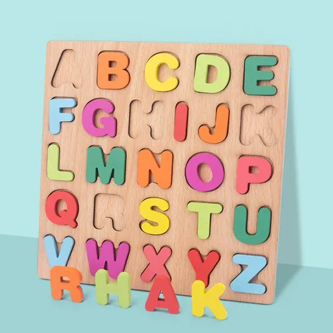 Wooden Montessori Educational Puzzle Board Alphabet Numbers Geometry Shape Sorting Toys Learning Toys For Toddlers Kids