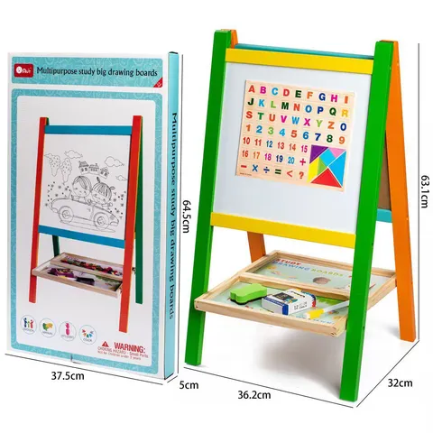 Multifunktionales Hölzernes Doppelseitiges Zeichenbrett Magnetisches Lernschreibbrett Spielzeug Für Kinder Lernen Und Zeichnen