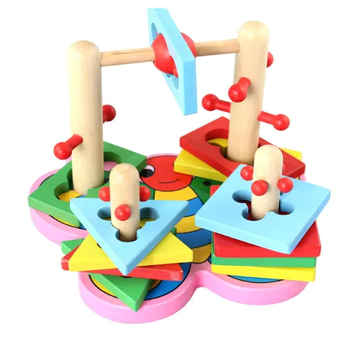 Hölzernes Pädagogisches Stapelspielzeug Schmetterlingsform Geometrische Blöcke Sortierspiel Kleinkind Frühes Lernspielzeug