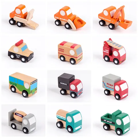 Kids Wooden Toy Airplane Model Set Miniature Vehicles Collection Educational Toy Gift For Boys