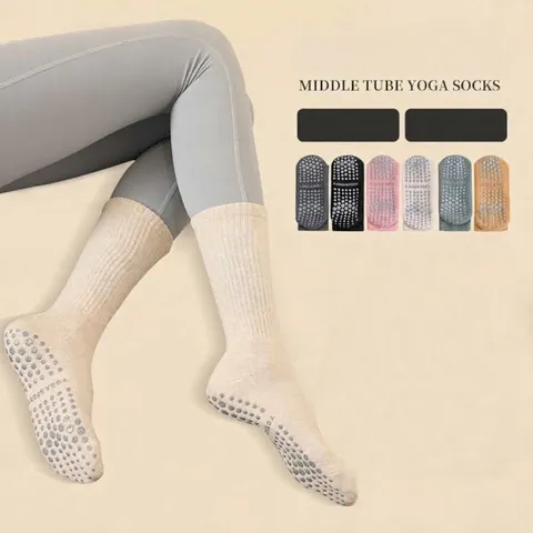 Dames Antislip Yogasokken Halverwege de Kuit Sport Pilates Katoen Antislip Fitness Oefening Voor Workout Gym