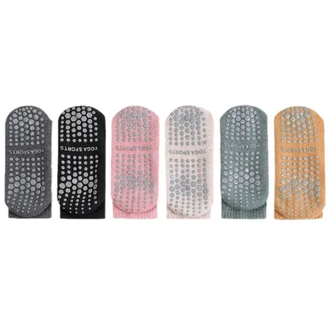 Damen Rutschfeste Yogasocken Mittelhoch Sport Pilates Baumwolle Antirutsch Fitness Socken Für Workout Fitnessstudio