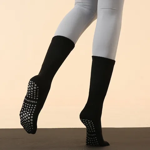 Damen Rutschfeste Yogasocken Mittelhoch Sport Pilates Baumwolle Antirutsch Fitness Socken Für Workout Fitnessstudio