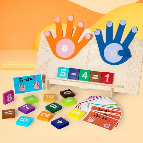 Kids Early Education Math Learning Toy Wooden Finger Counting Board Number Calculation Blocks Preschool Educational Toy