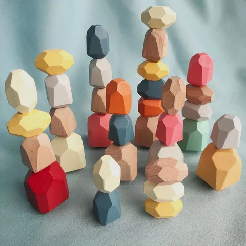 Kinder Pädagogische Holz Stapelsteine Balancierblöcke Nordischer Stil Montessori Spielzeug Tischdekoration Geschenk