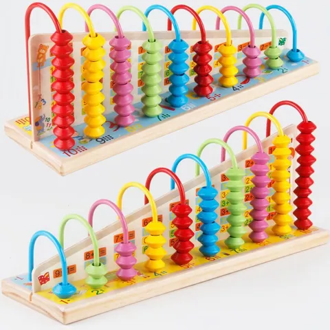 Kids Wooden Abacus Multi Tier Math Learning Educational Toy Montessori Counting Calculation Rack For Early Education