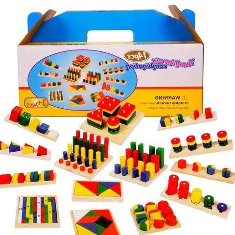 Montessori Wooden Educational Toys Early Learning Shape Sorting Math Counting Set Preschool Teaching Aids Kids Gift