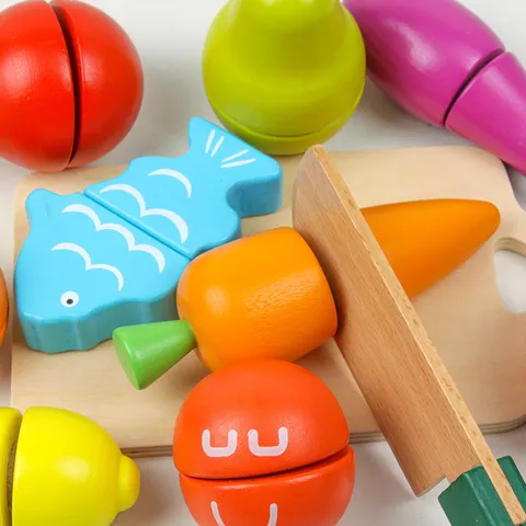 Houten Snijden Fruit En Groente Rolspeelgoed Set Educatieve Kinderen Bureaublad Spel Emmer Pakket