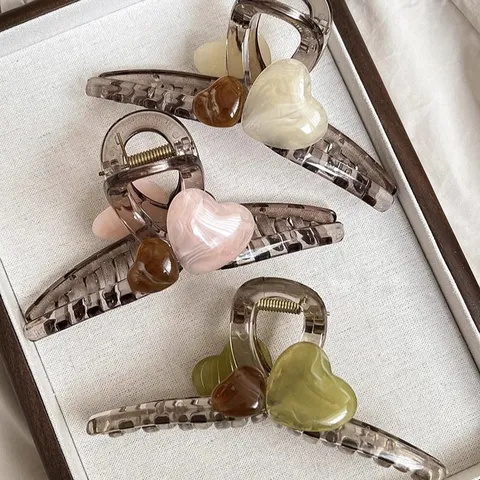 Geleefarbe Herz Haarklammern Für Damen Sommer Elegante Kunststoff Harz Herzförmige Haarspangen Haarschmuck