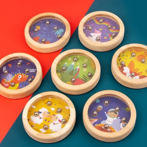 Juego De Laberinto De Madera Para Niños Bola Rodante Juego De Equilibrio Patrón De Animal Espacio De Dibujos Animados Juguete Educativo Concentración De Dedos