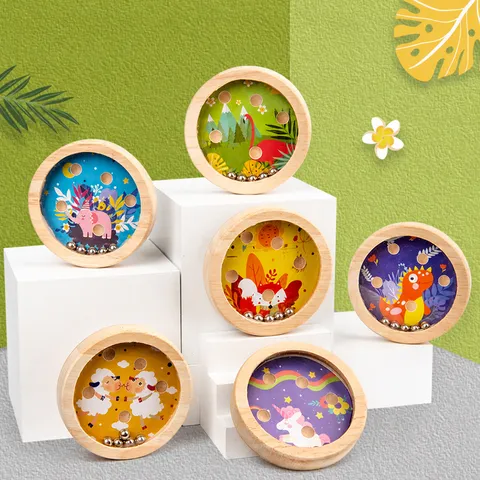 Gioco Di Labirinto In Legno Per Bambini Palla Rotolante Gioco Di Equilibrio Motivo Animale Spazio Cartone Animato Giocattolo Educativo Concentrazione Dita