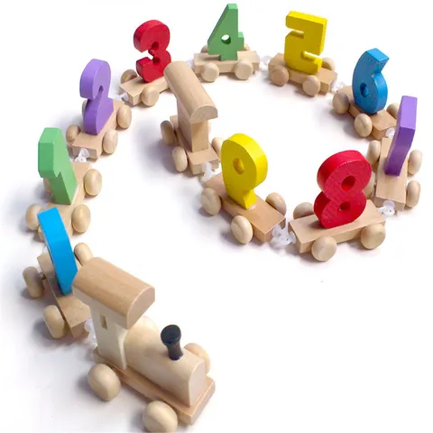 Hölzernes Digitales Zug Spielzeug Kinder Pädagogisches Lernen Montessori Zahlen Puzzle Farb-Kognition Baby Früherziehungsspielzeug